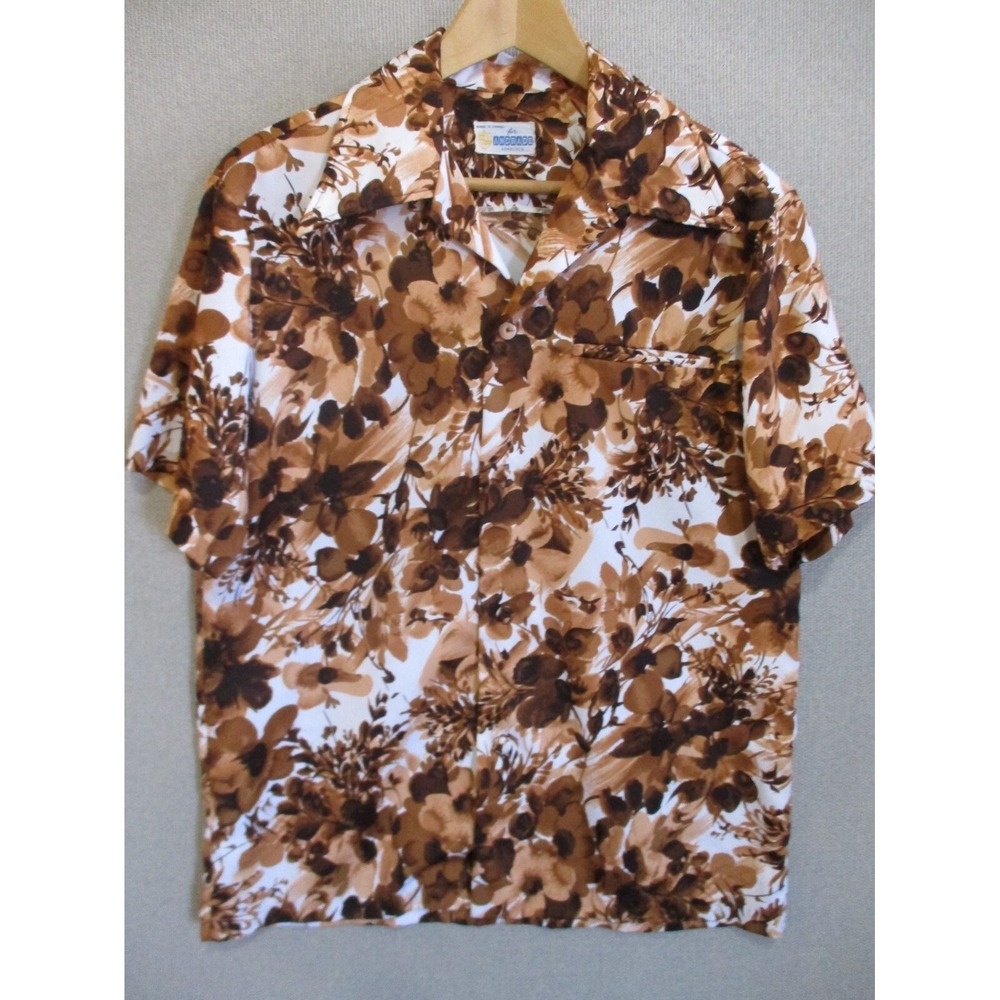 Vintage 70's Andrade Honolulu Hawaiian Shirt Size Medium Poly Loop Collar